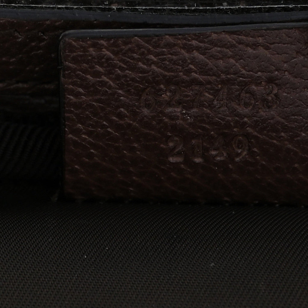 Gucci GG Supreme Monogram Textured Calfskin Web Ophidia Vanity Cosmetic Case Beige Ebony New Acero