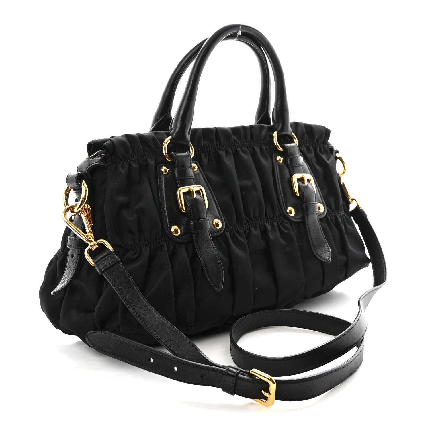Prada Tessuto Nylon Gaufre Shopping Satchel Black