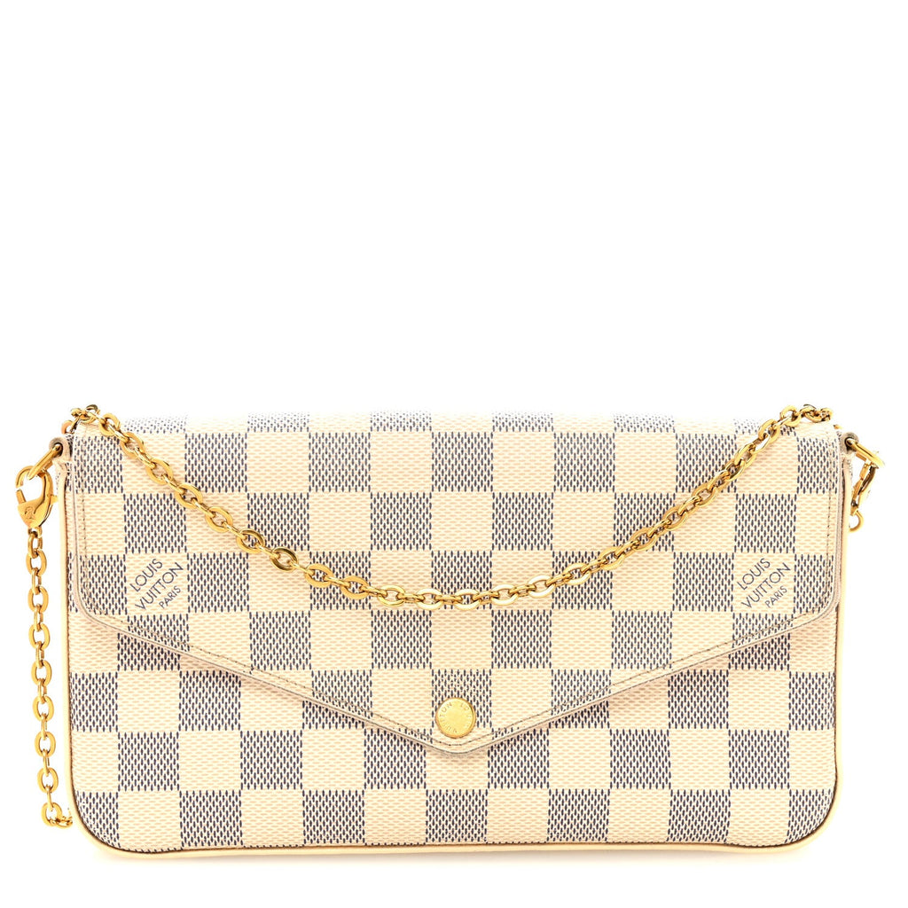 Louis Vuitton Damier Azur Pochette Felicie Chain Wallet Rose Ballerine