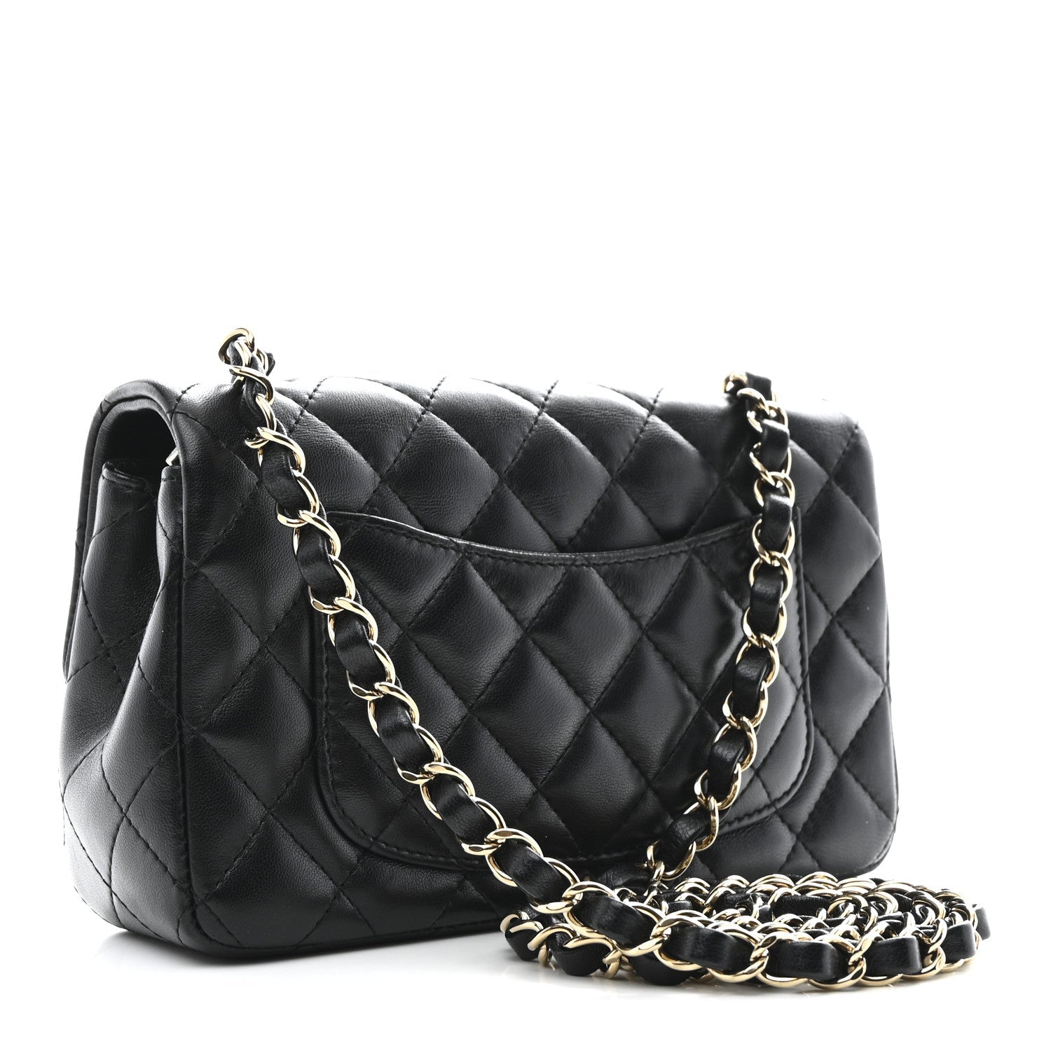 Chanel Lambskin Quilted Mini Rectangular Flap Black