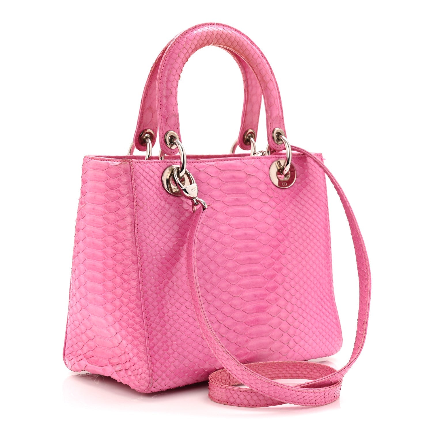 Christian Dior Snakeskin Medium Lady Dior Pink