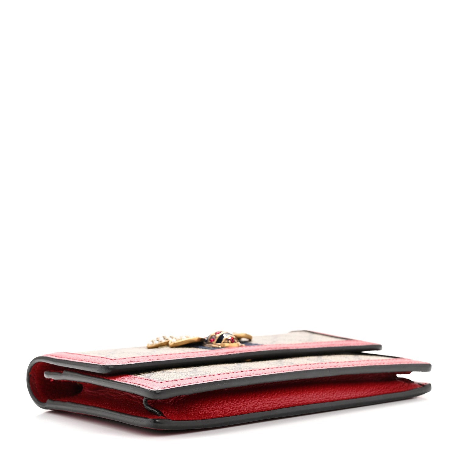 Gucci GG Supreme Monogram Web Queen Margaret Chain Wallet Red