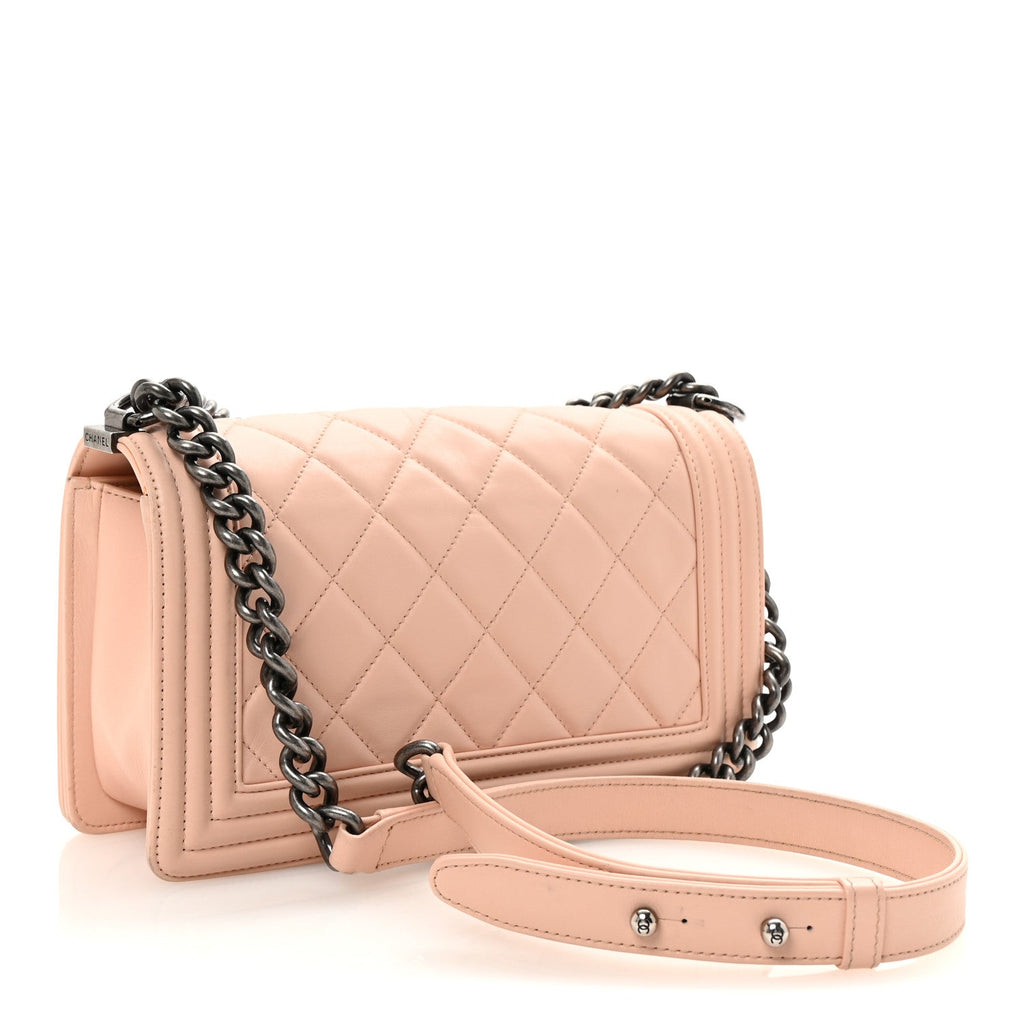 Chanel Lambskin Quilted Medium Boy Flap Light Pink