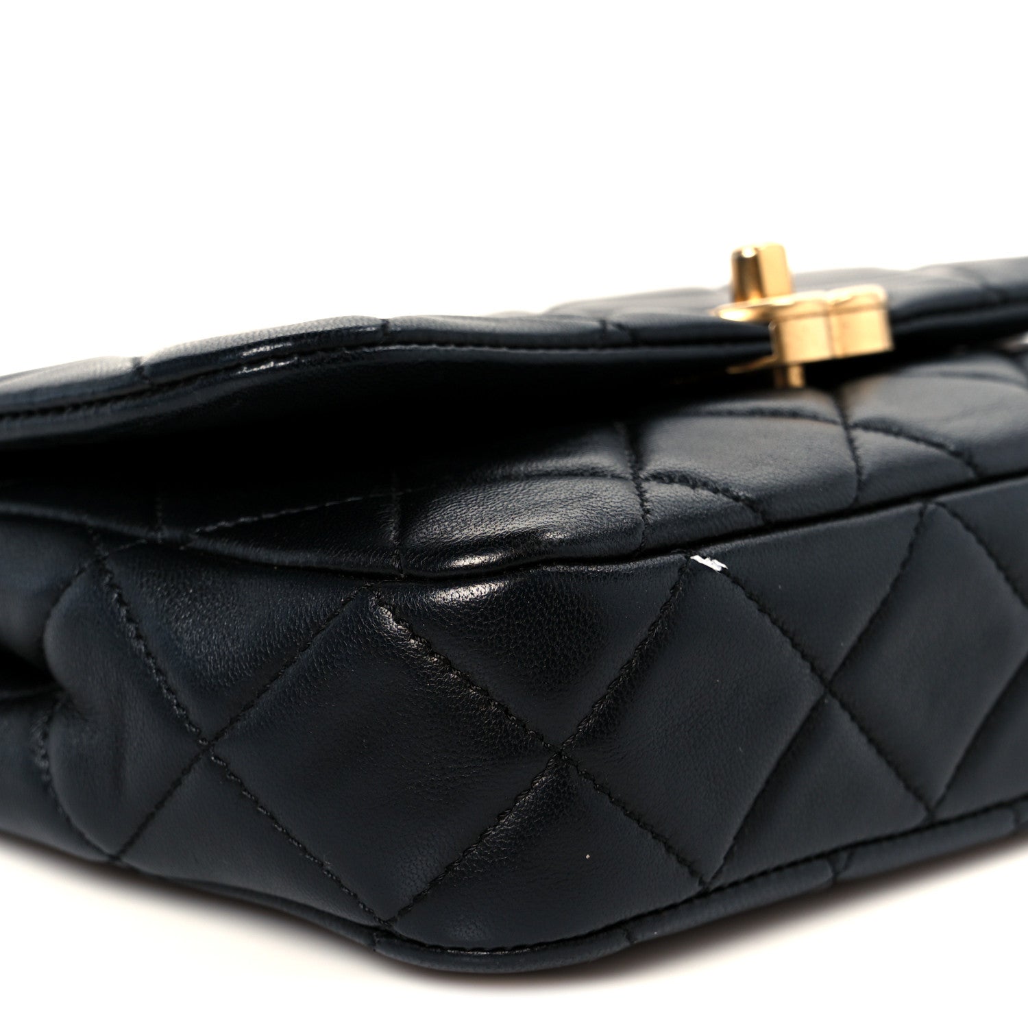 Chanel Lambskin Quilted  Pearl  Flap Black