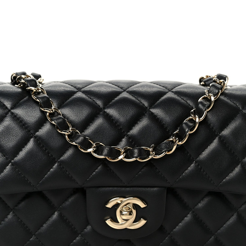 Chanel Lambskin Quilted Mini Rectangular Flap Black