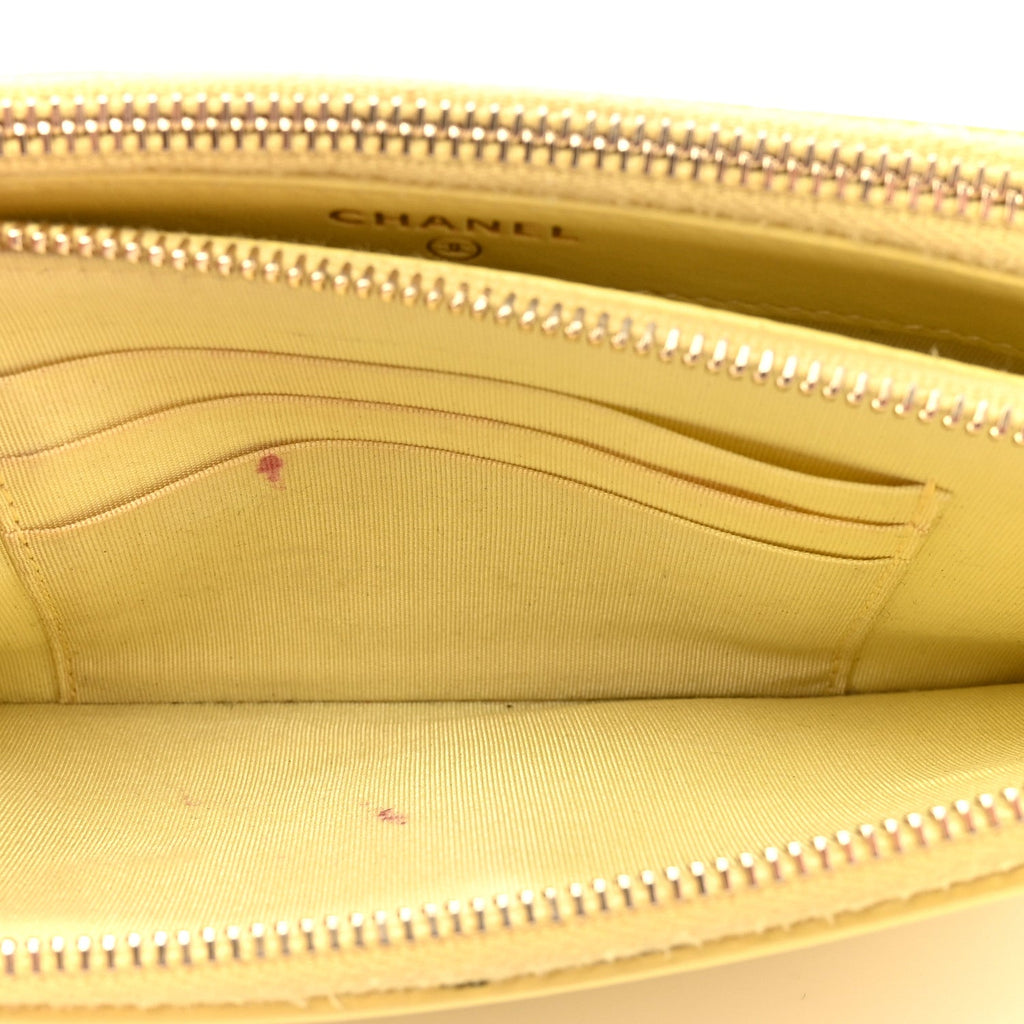 Chanel Caviar Quilted CC Filigree Clutch With Chain Yellow