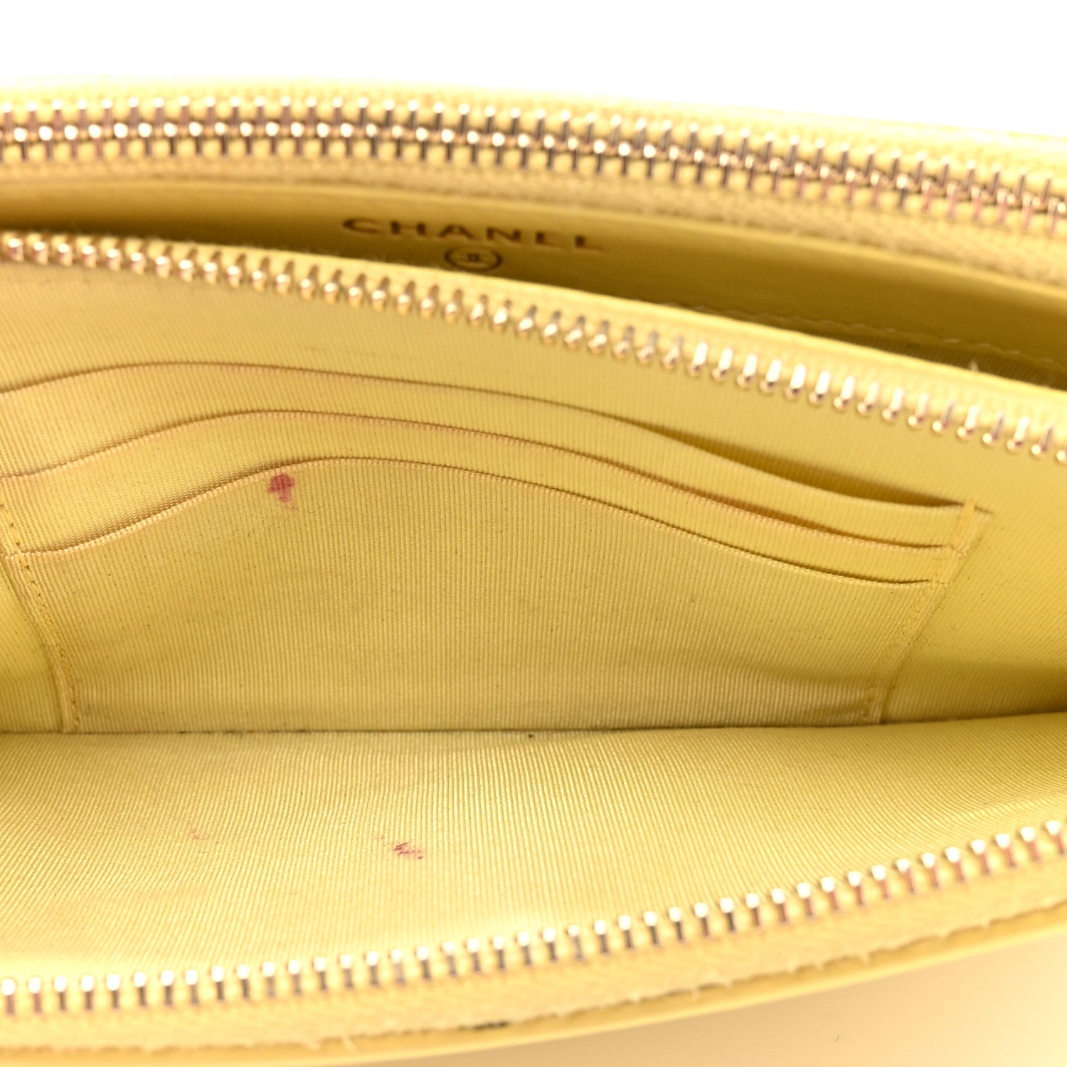 Chanel Caviar Quilted CC Filigree Clutch With Chain Yellow