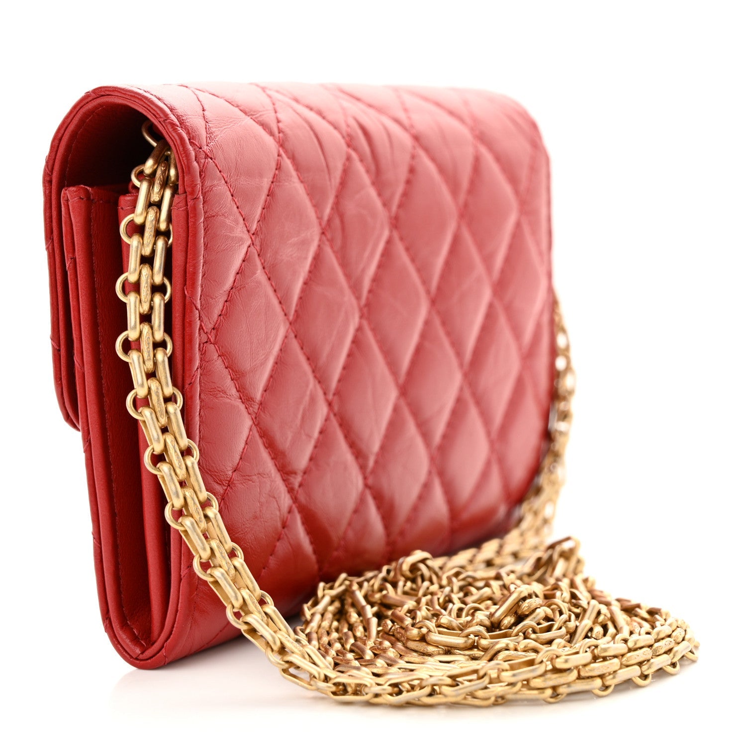 Chanel Aged Calfskin Quilted 2.55 Reissue Clutch With Chain Red