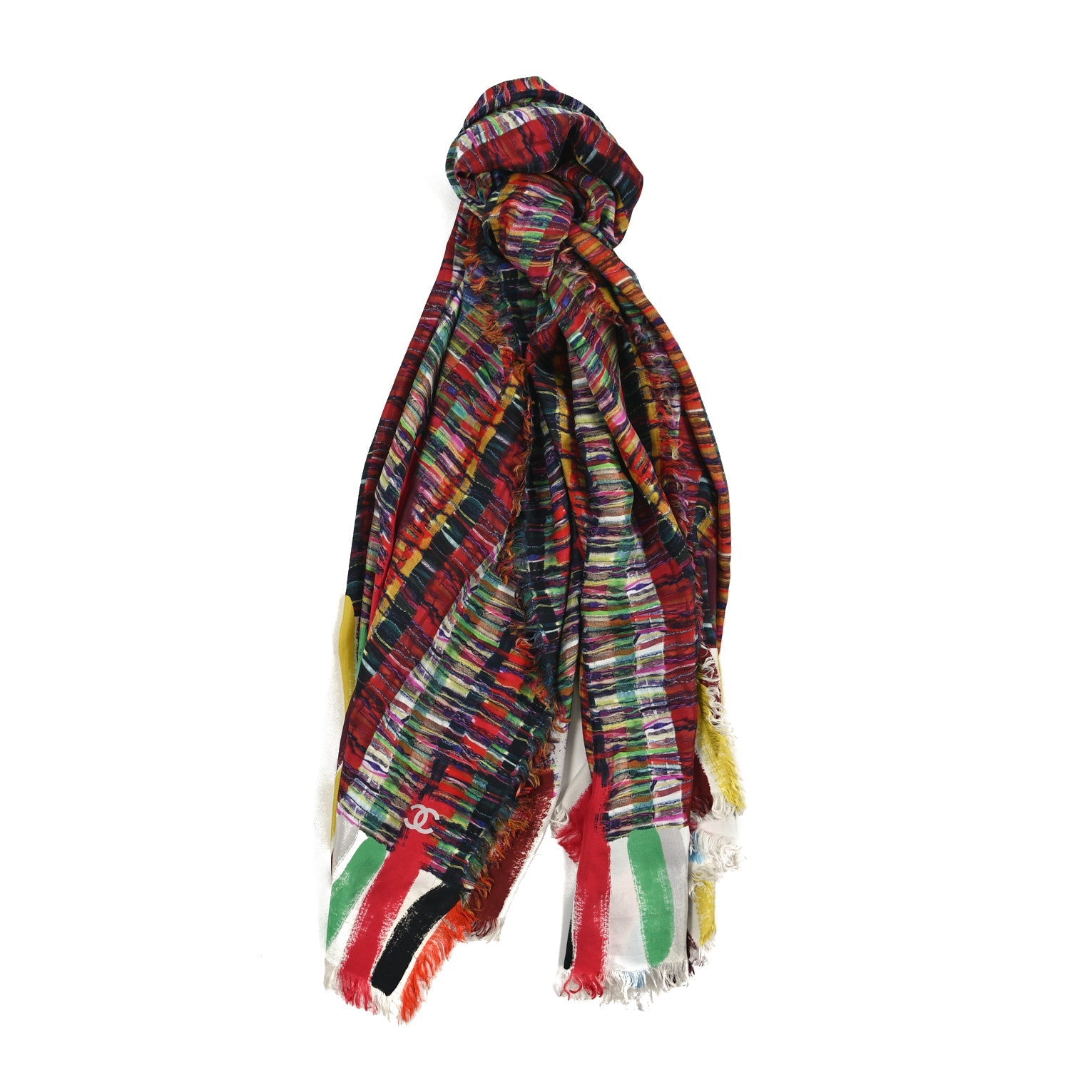 Chanel Silk Paint Print Scarf Multicolor