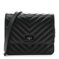 Chanel Aged Calfskin Chevron Quilted Reissue 2.55 Square Wallet On Chain WOC So Black