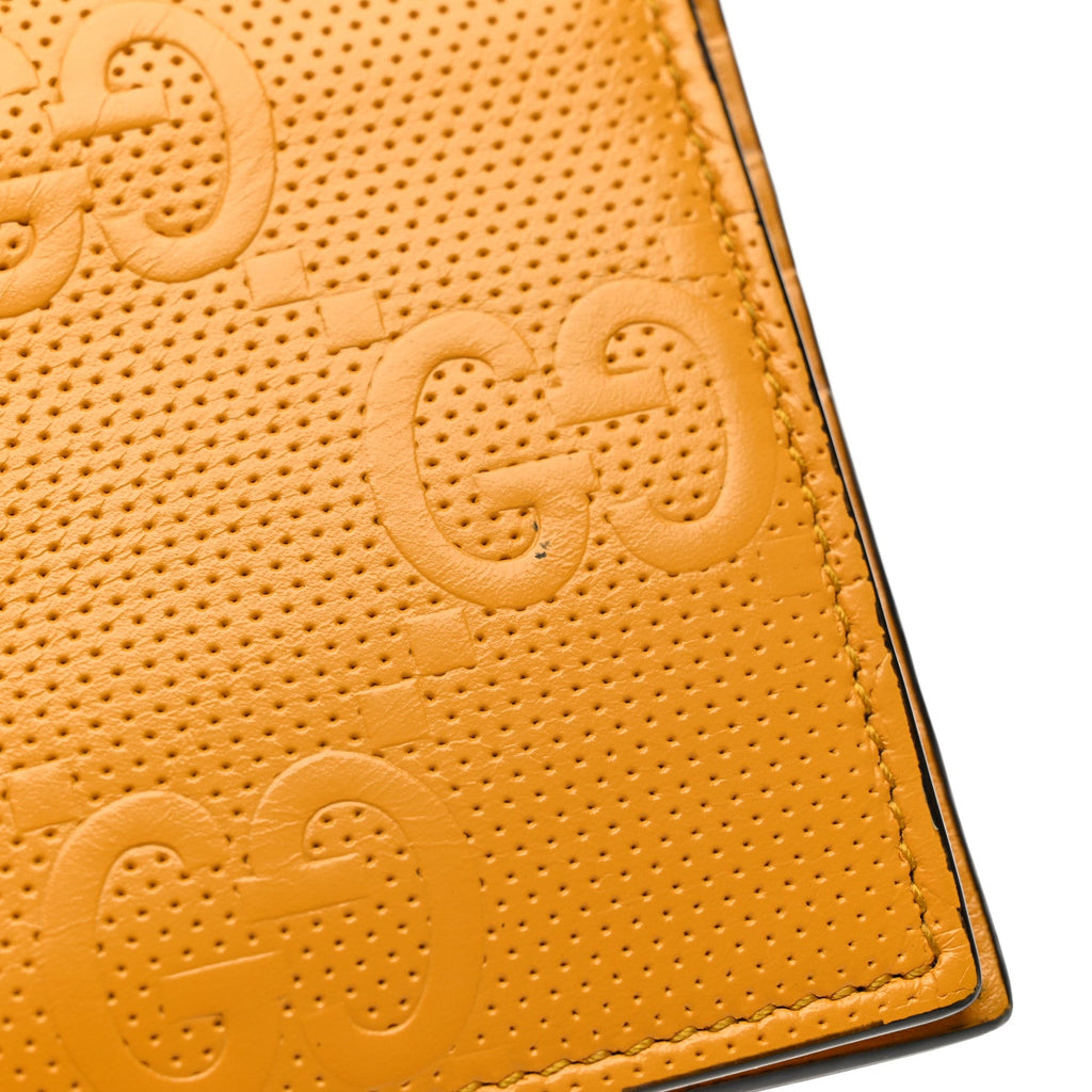 Gucci Calfskin GG Tennis Embossed Bi-Fold Wallet Yellow Tangerine