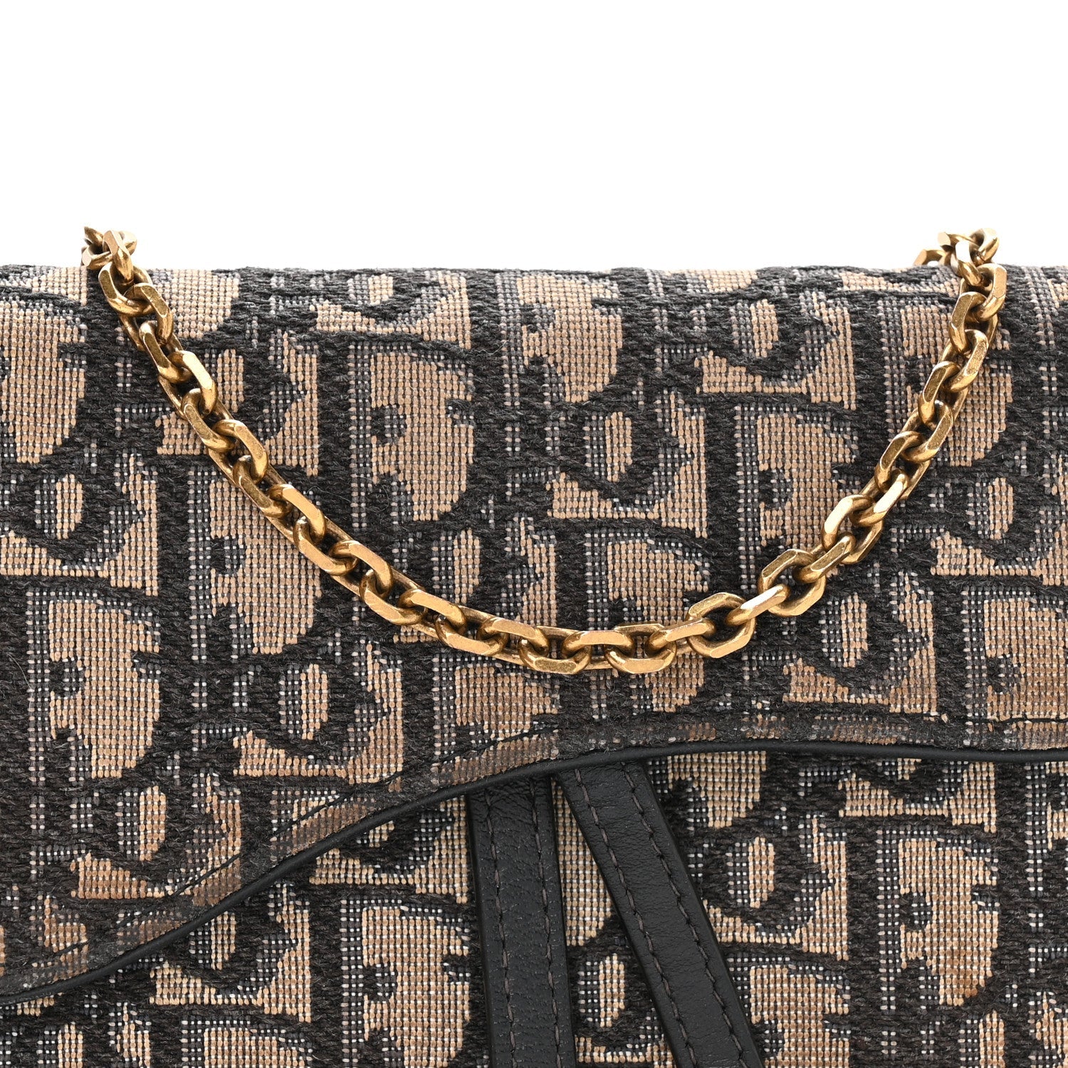 Christian Dior Oblique Saddle Chain Long Wallet  Blue