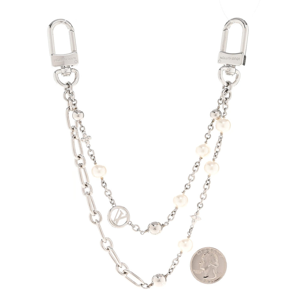 Louis Vuitton Metal Pearl Chain Midnight Bag Charm Silver