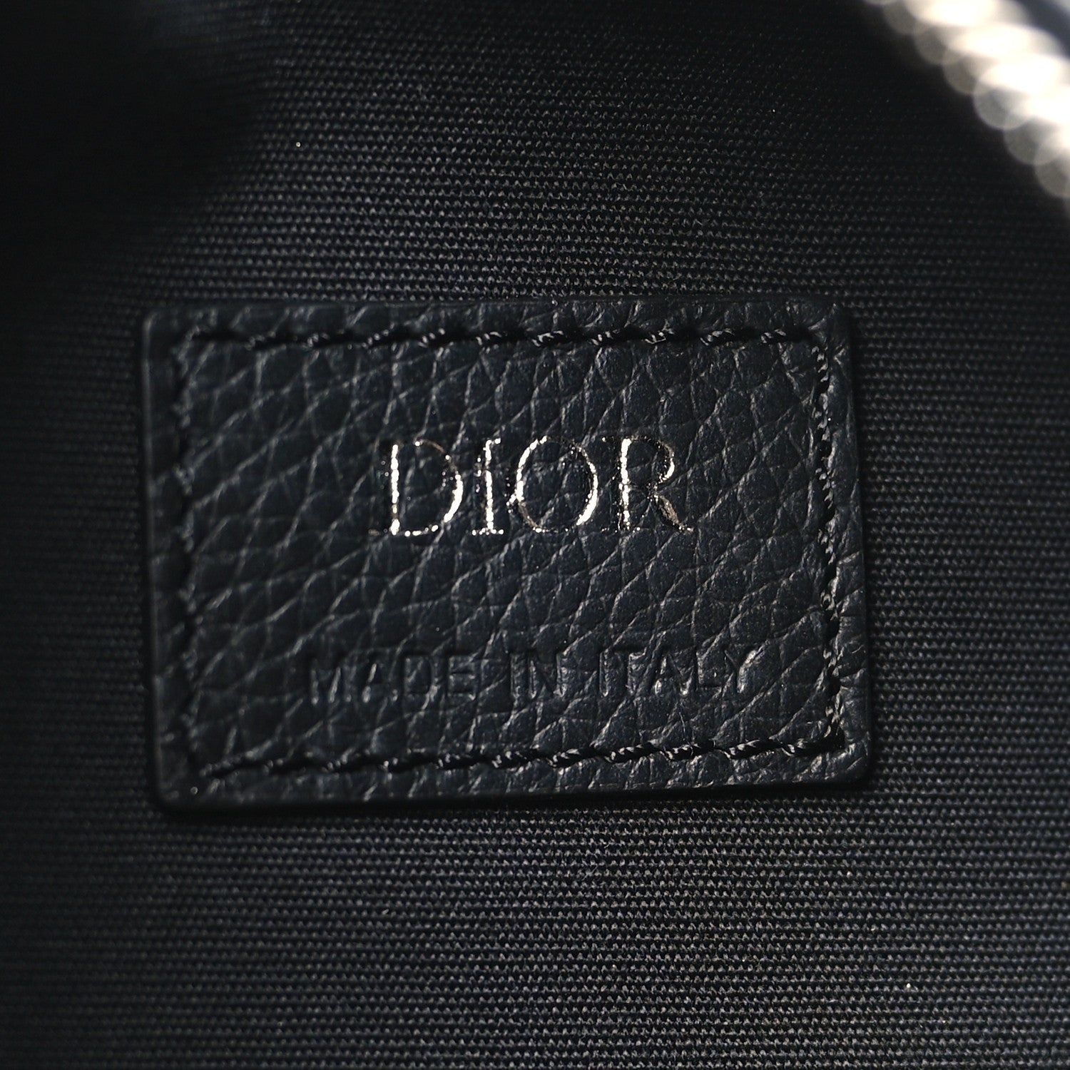 Christian Dior Grained Calfskin Oblique Scarab Sling Bag Blue Black