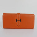 Hermes Wallet H514 Wallet Lambskin Orange
