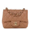 Chanel Lambskin Quilted Mini Square Flap Brown