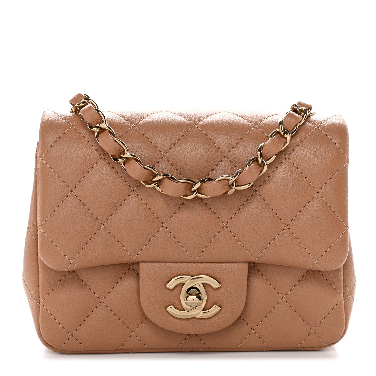Chanel Lambskin Quilted Mini Square Flap Brown
