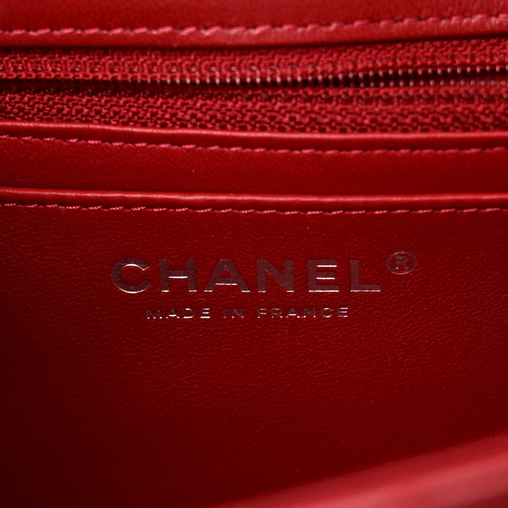 Chanel Lambskin Quilted Mini Rectangular Flap Red