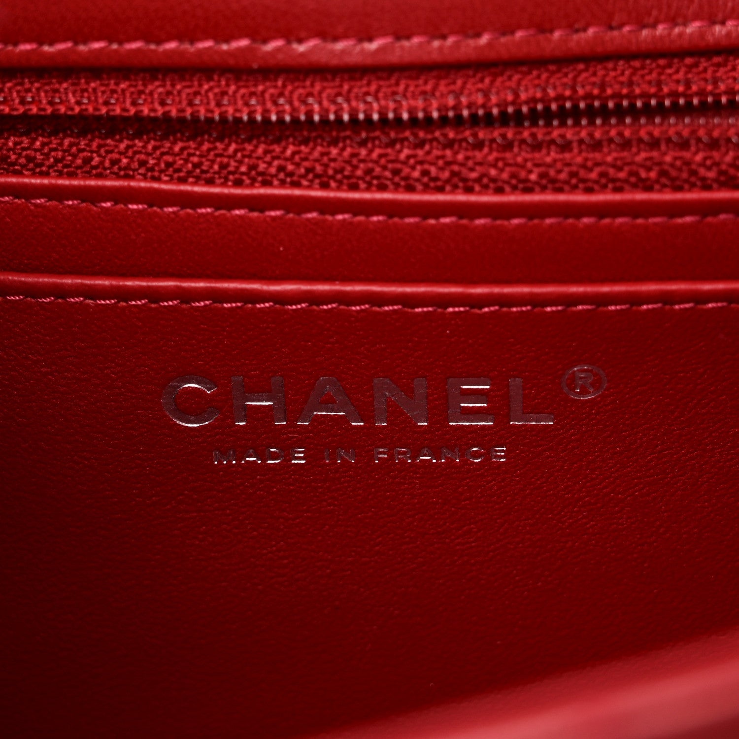 Chanel Lambskin Quilted Mini Rectangular Flap Red