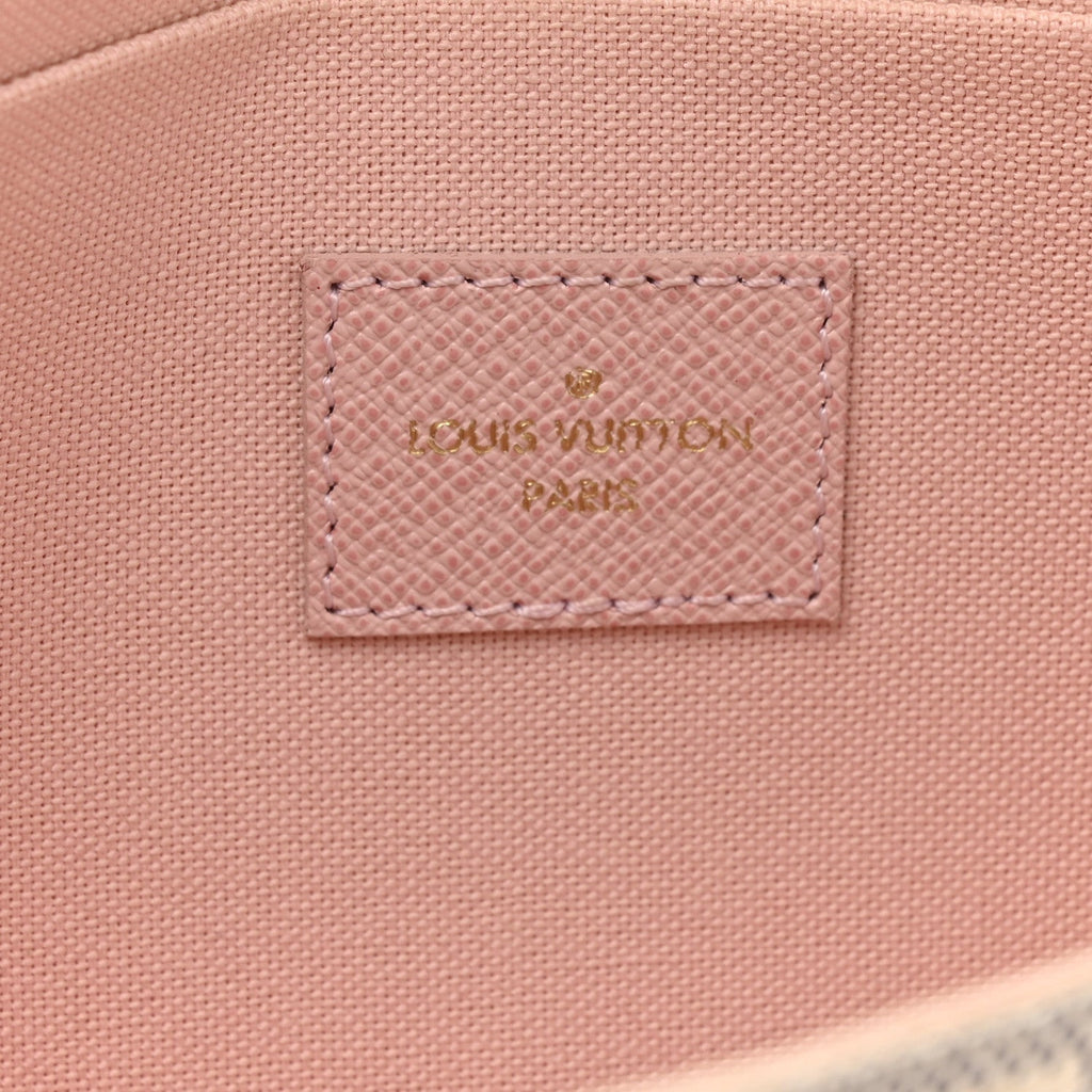Louis Vuitton Damier Azur Pochette Felicie Chain Wallet Rose Ballerine