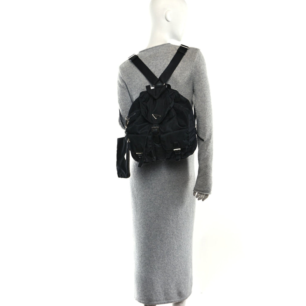 Prada Re-Nylon Vela Saffiano Medium Backpack Black