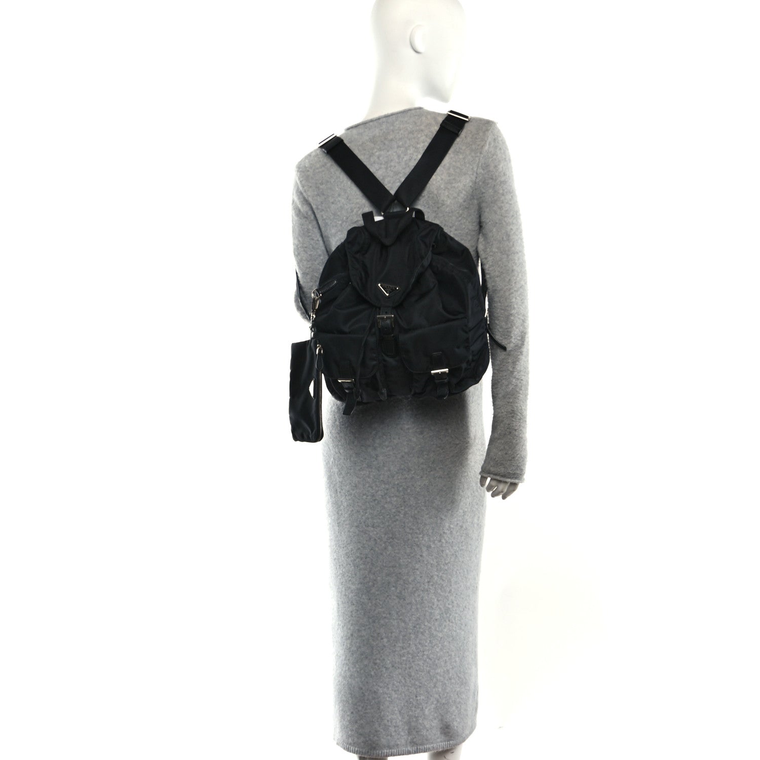 Prada Re-Nylon Vela Saffiano Medium Backpack Black