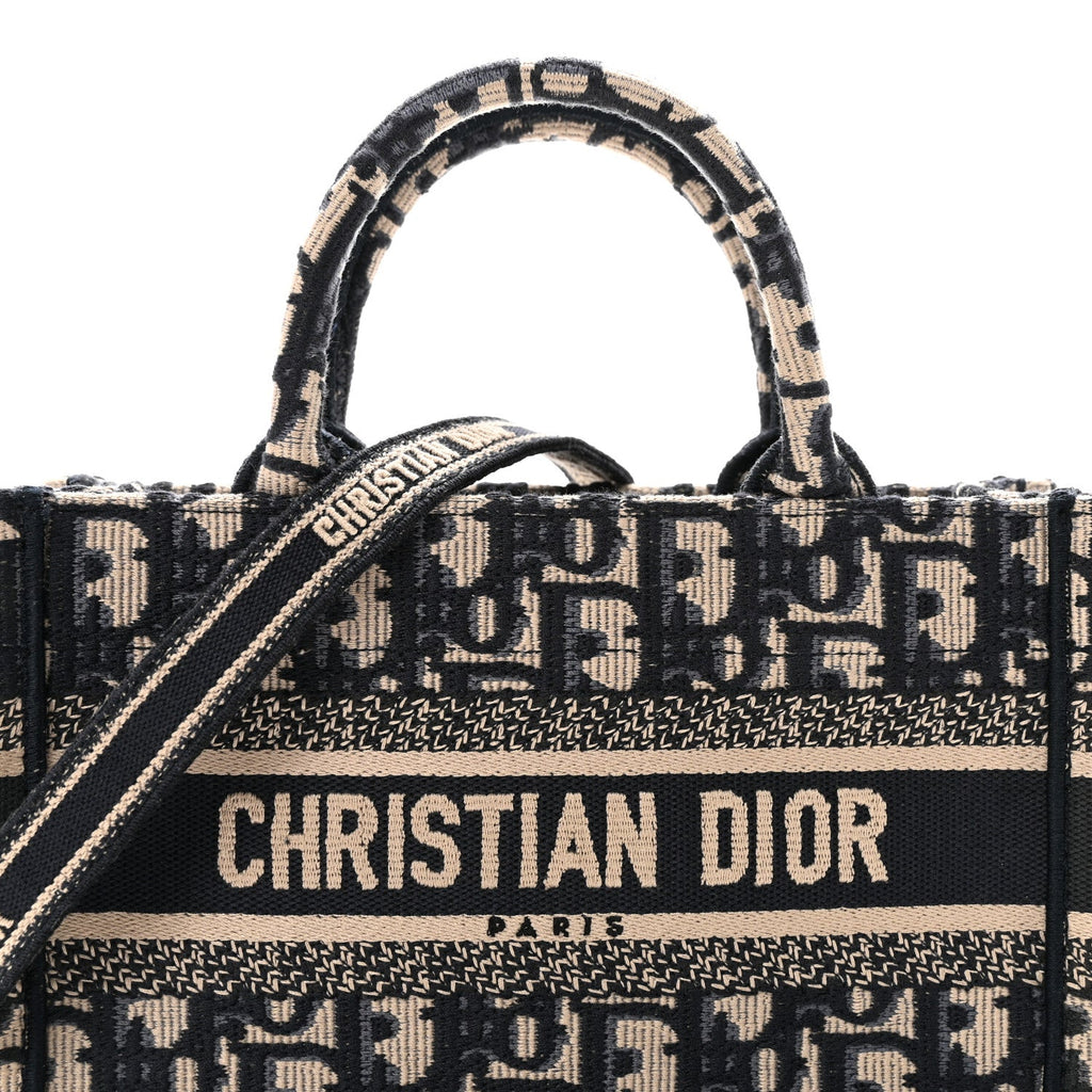 Christian Dior Oblique Mini Book Tote With Strap Blue Multicolor