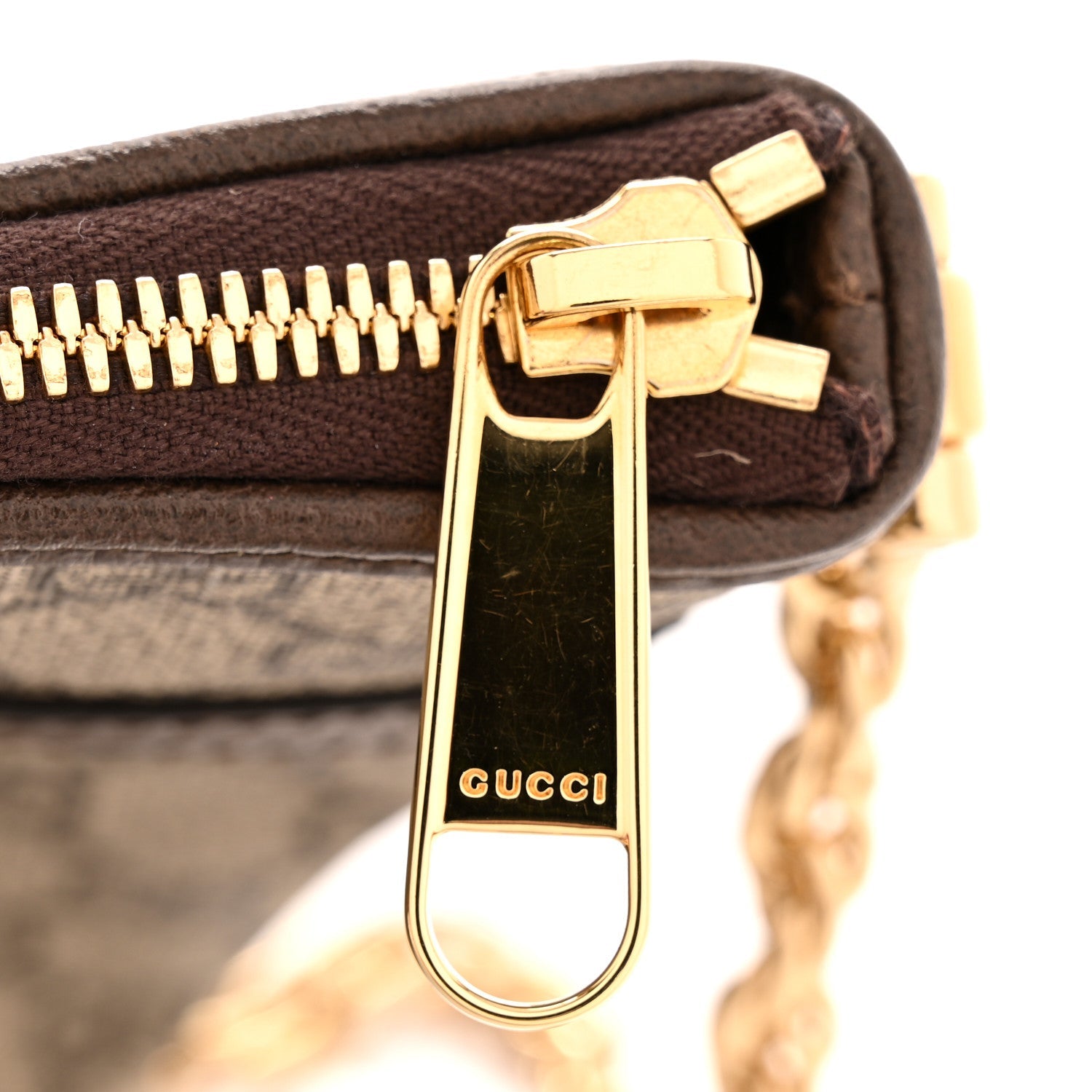 Gucci GG Supreme Monogram Web Ophidia Chain Shoulder Bag Brown