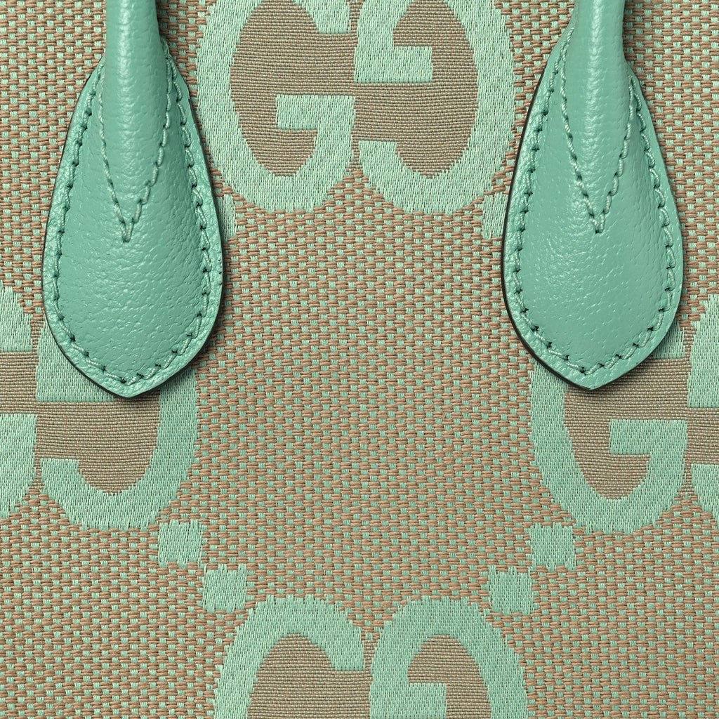 Gucci Monogram Jumbo GG Textured Dollar Calfskin Mini Tote Bag Pepperlight Mint