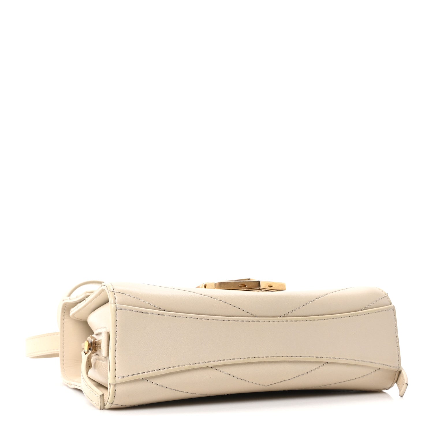 Chanel Calfskin Chevron Quilted Small Medal Flap White