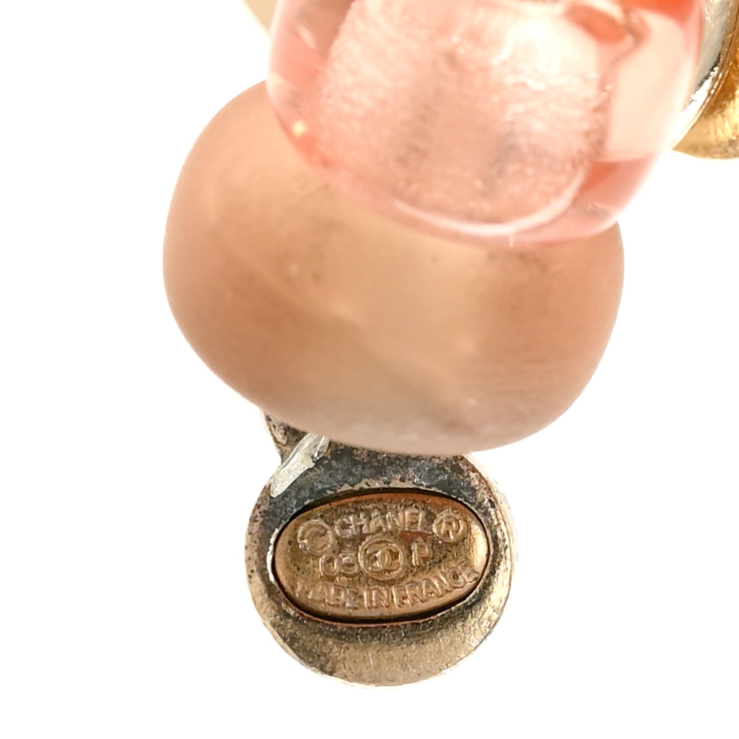 Pearl Beaded CC Long Necklace Pink