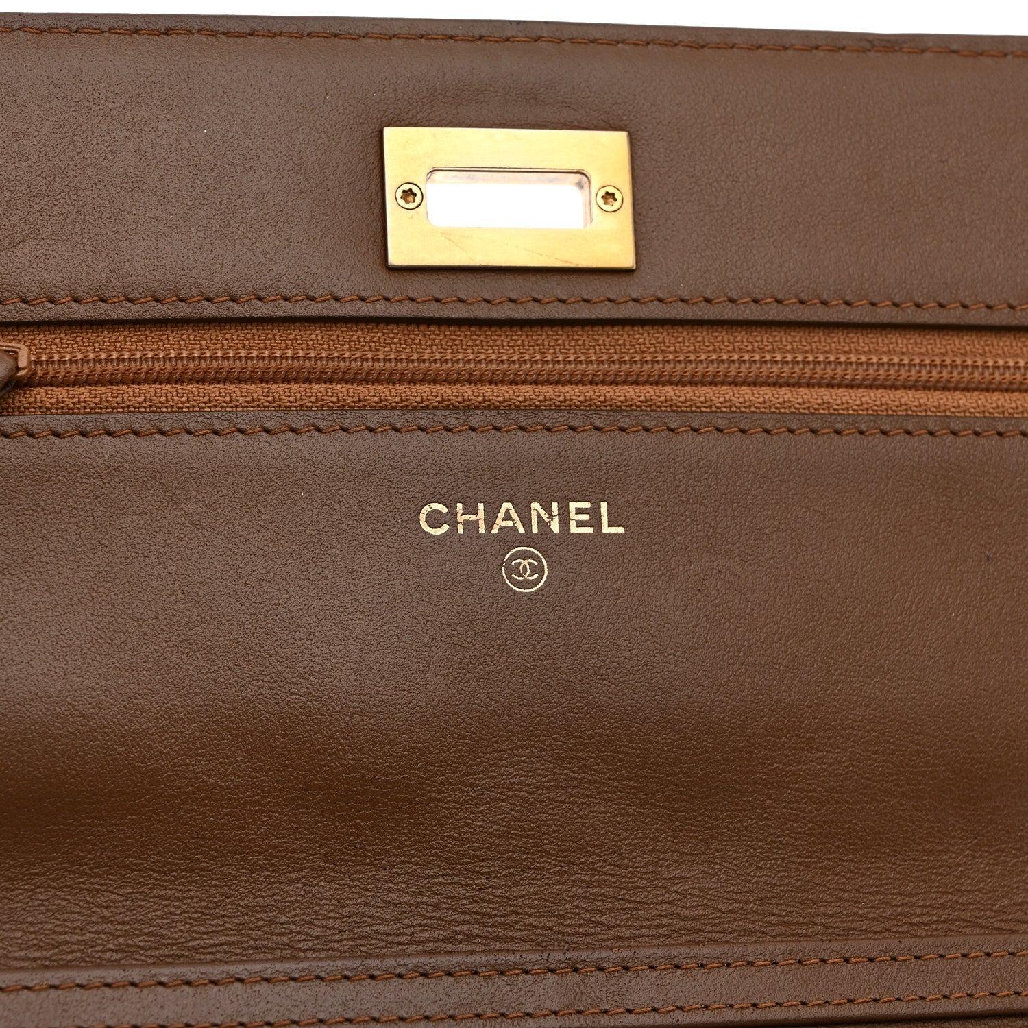 Chanel Metallic Calfskin Quilted 2.55 Reissue Wallet On Chain WOC Bronze