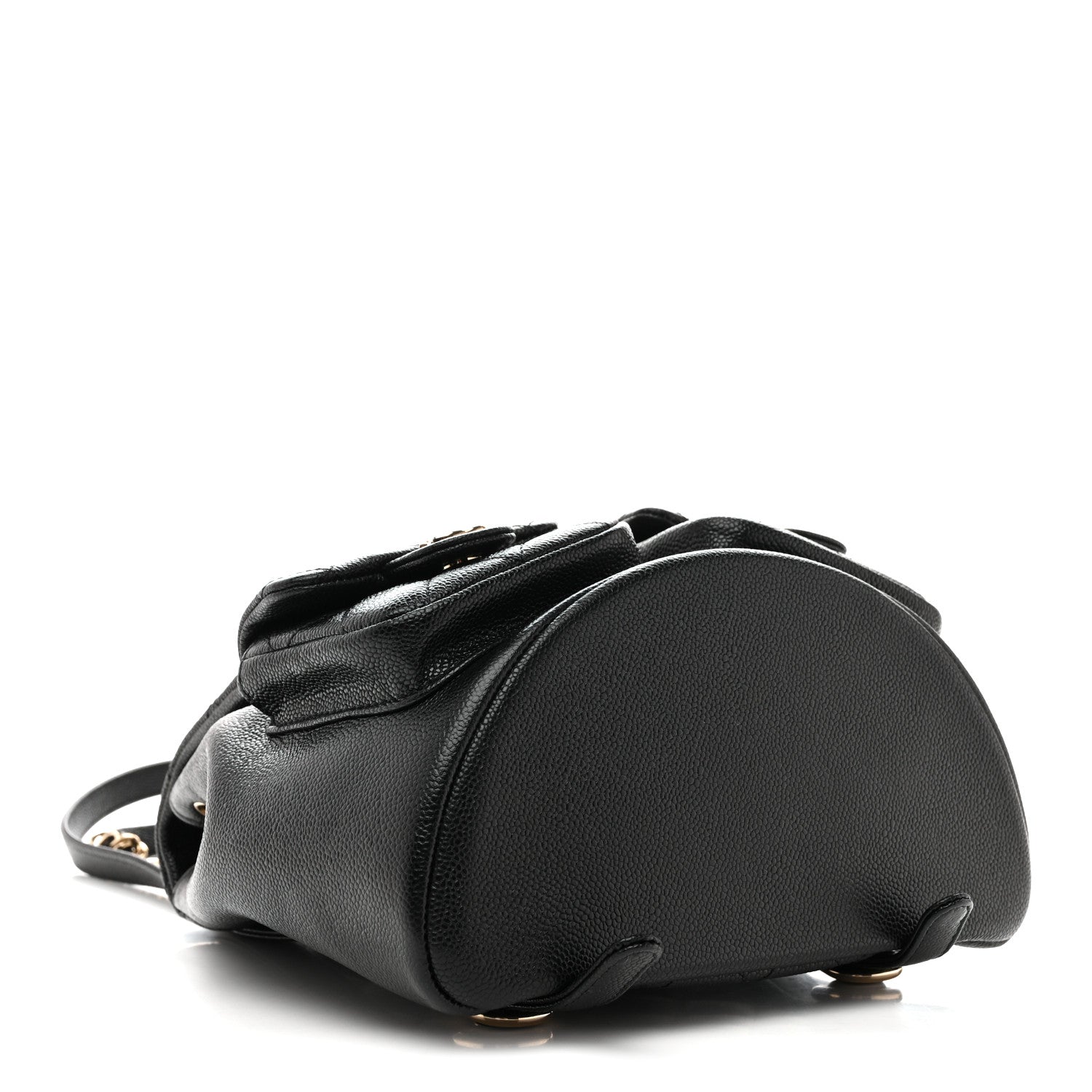 Chanel Shiny Caviar Quilted Medium Duma Pockets Drawstring Backpack Black