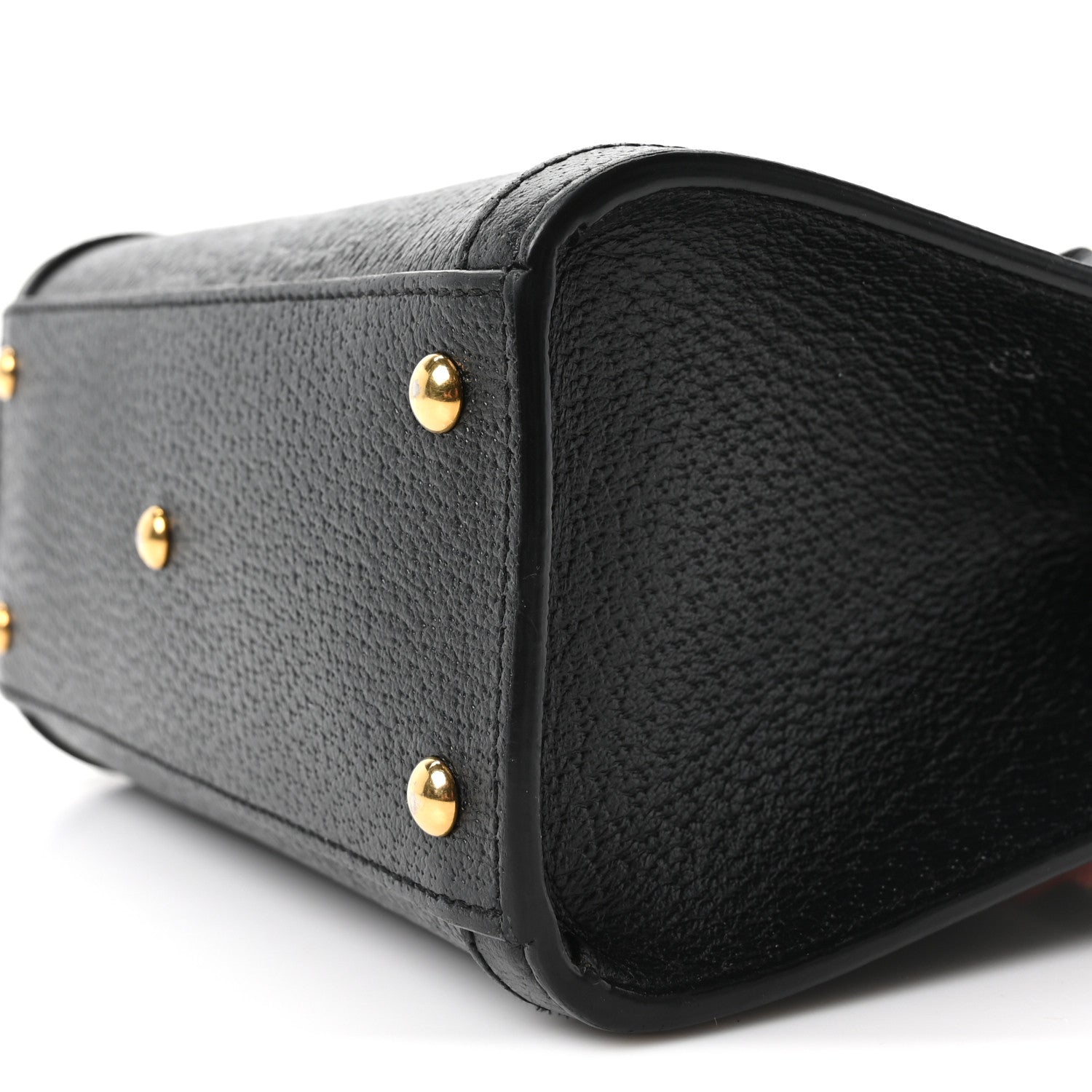 Gucci Textured Dollar Calfskin Web Mini Diana Tote Bag Black Dusty Grey