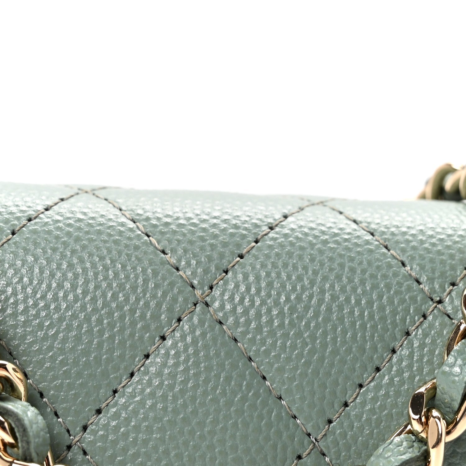 Chanel Caviar Quilted Mini Clutch With Chain Light Green