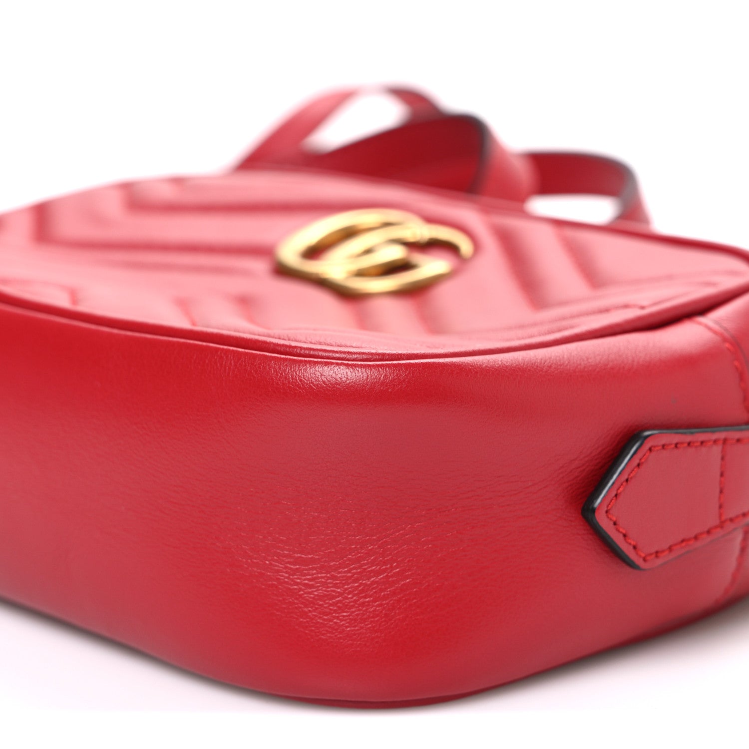 Gucci Calfskin Matelasse Mini GG Marmont Chain Shoulder Bag Hibiscus Red