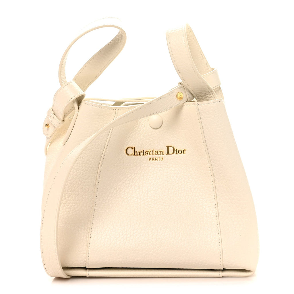 Christian Dior Calfskin Medium Signature Bucket Bag Latte