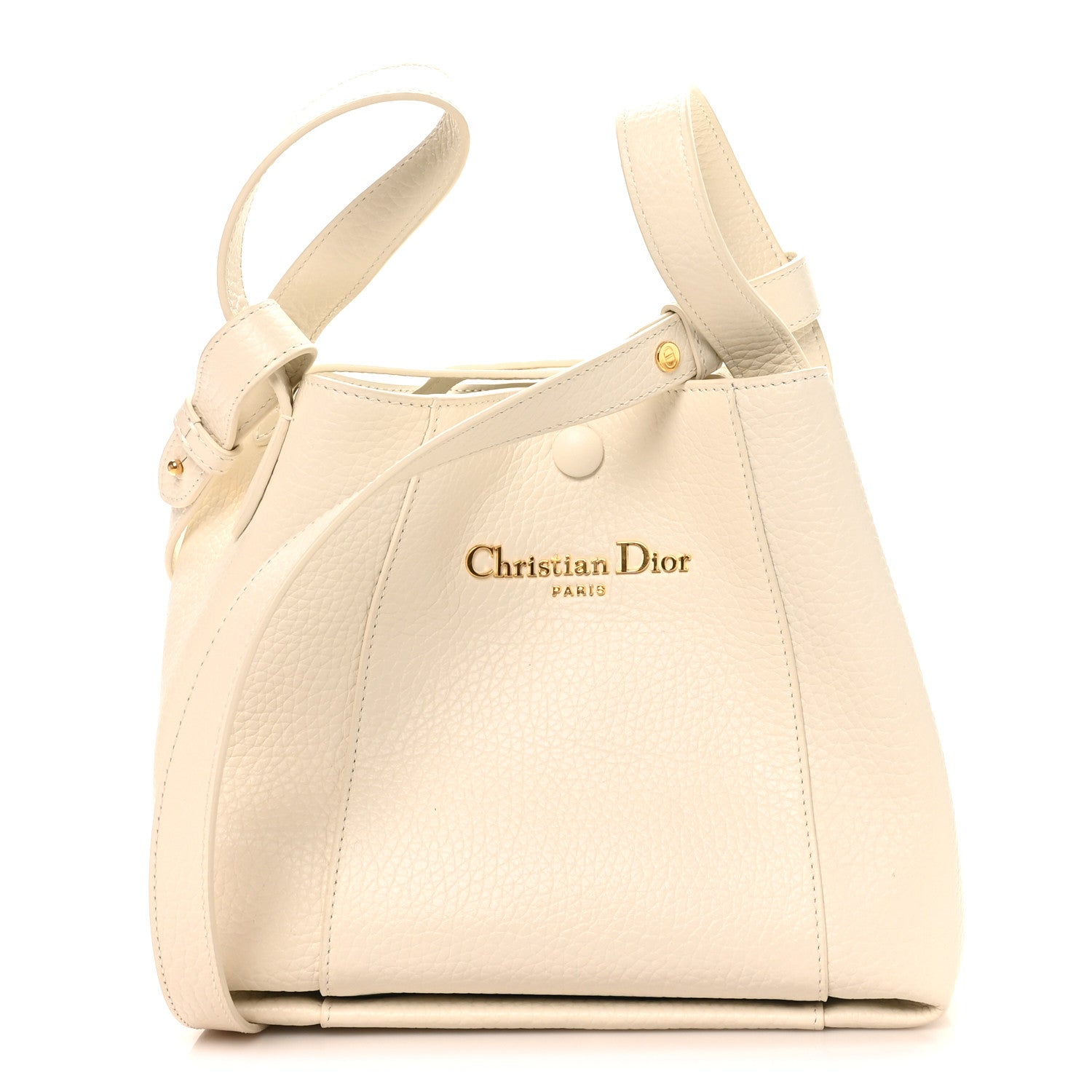 Christian Dior Calfskin Medium Signature Bucket Bag Latte