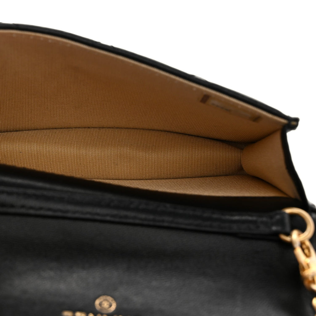 Chanel Lambskin Quilted Pearl Crush Clutch With Chain Black
