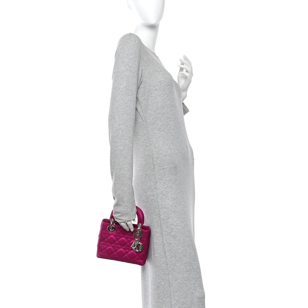 Christian Dior Satin Cannage Mini Lady Dior Pink