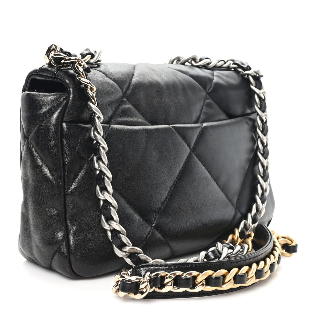 Chanel Lambskin Quilted Medium Chanel 19 Flap Black