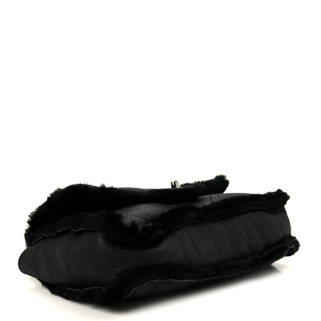 Chanel Shearling Quilted Medium Single Flap Black