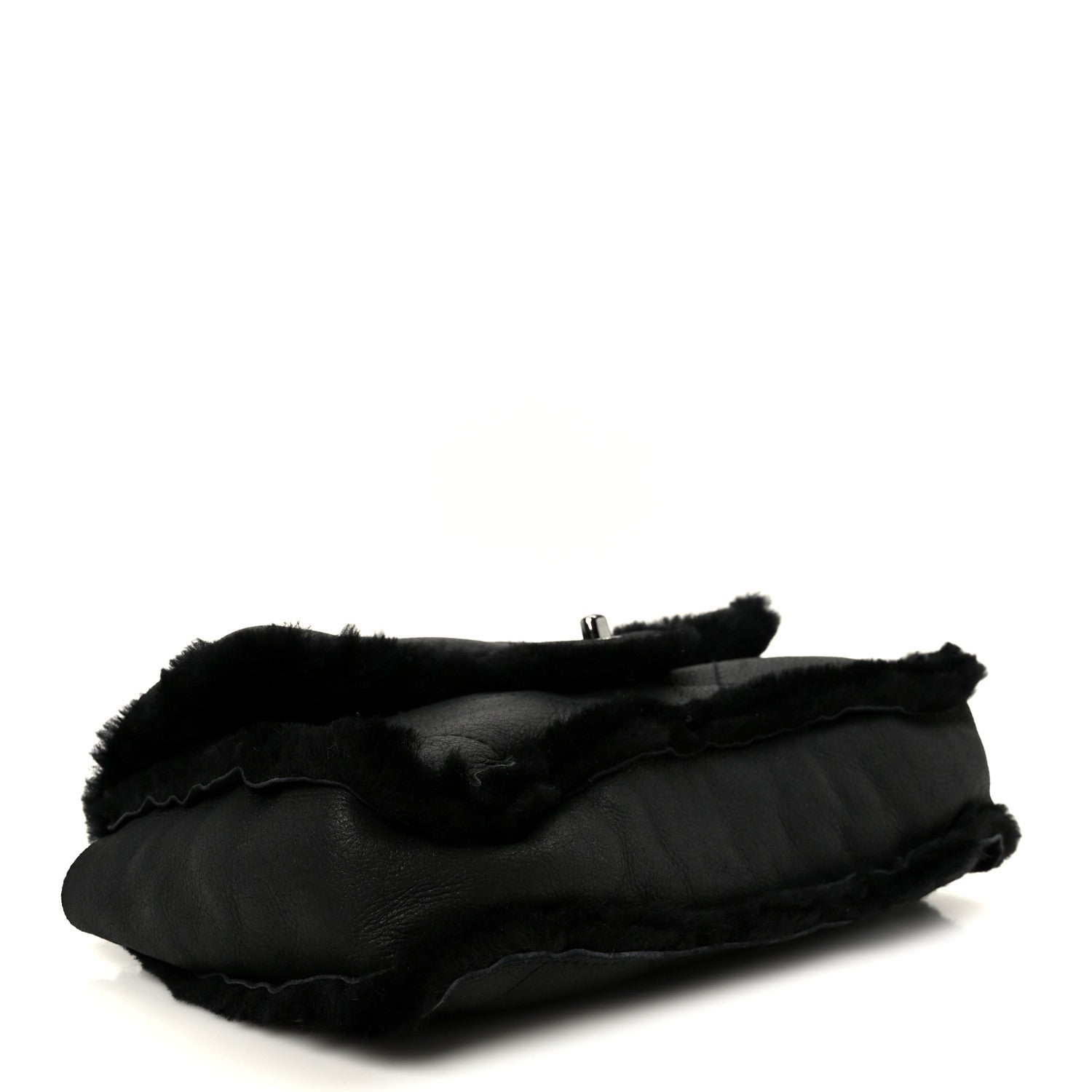 Chanel Shearling Quilted Medium Single Flap Black