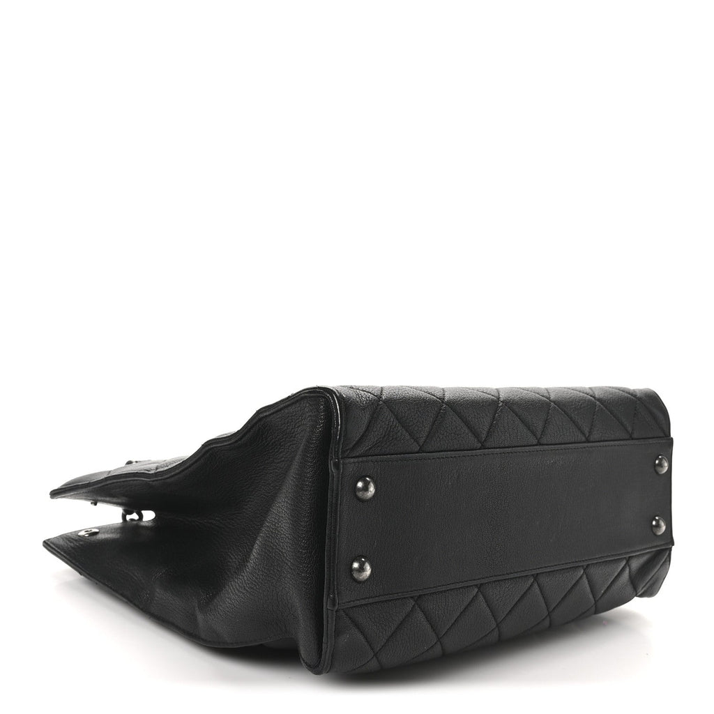 Chanel Goatskin Quilted Small Perfect Edge Shopping Tote Black