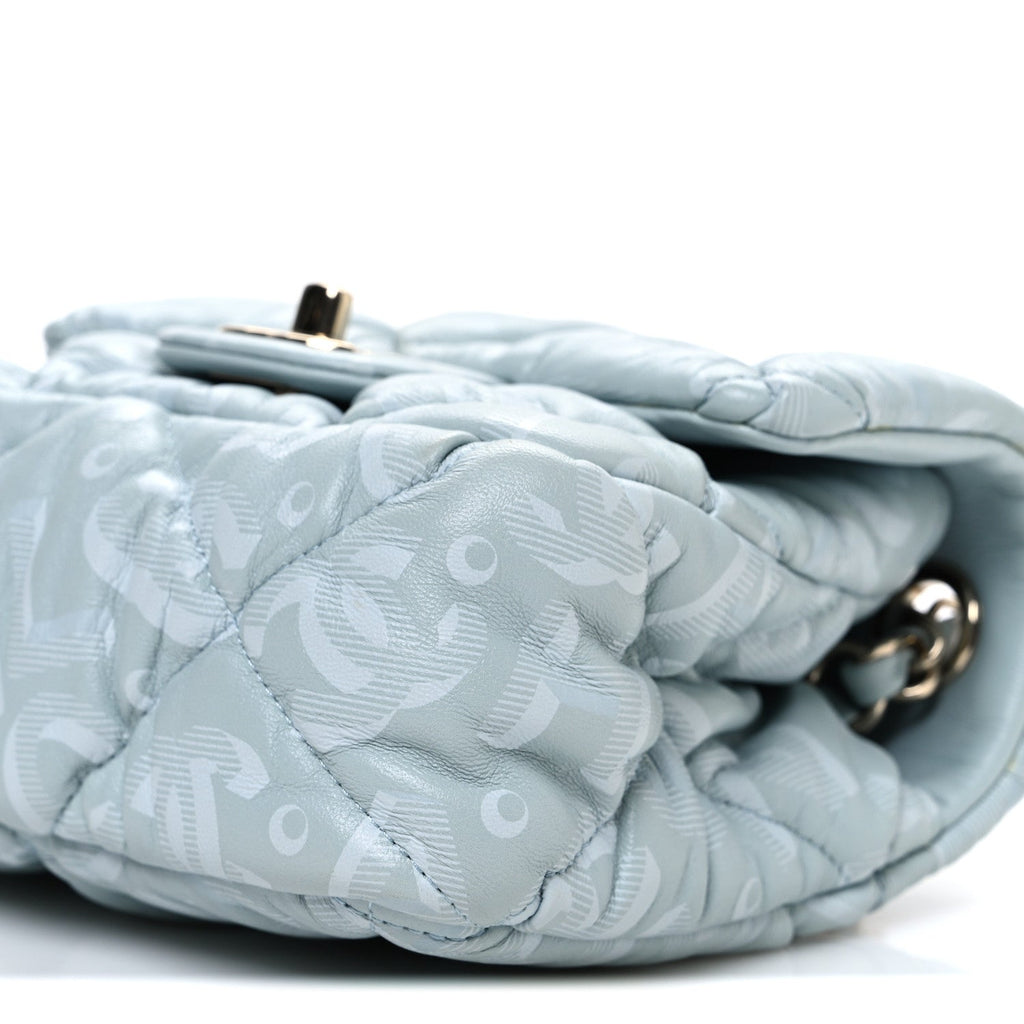 Chanel Lambskin Quilted Printed CC Mini Square Flap Light Blue