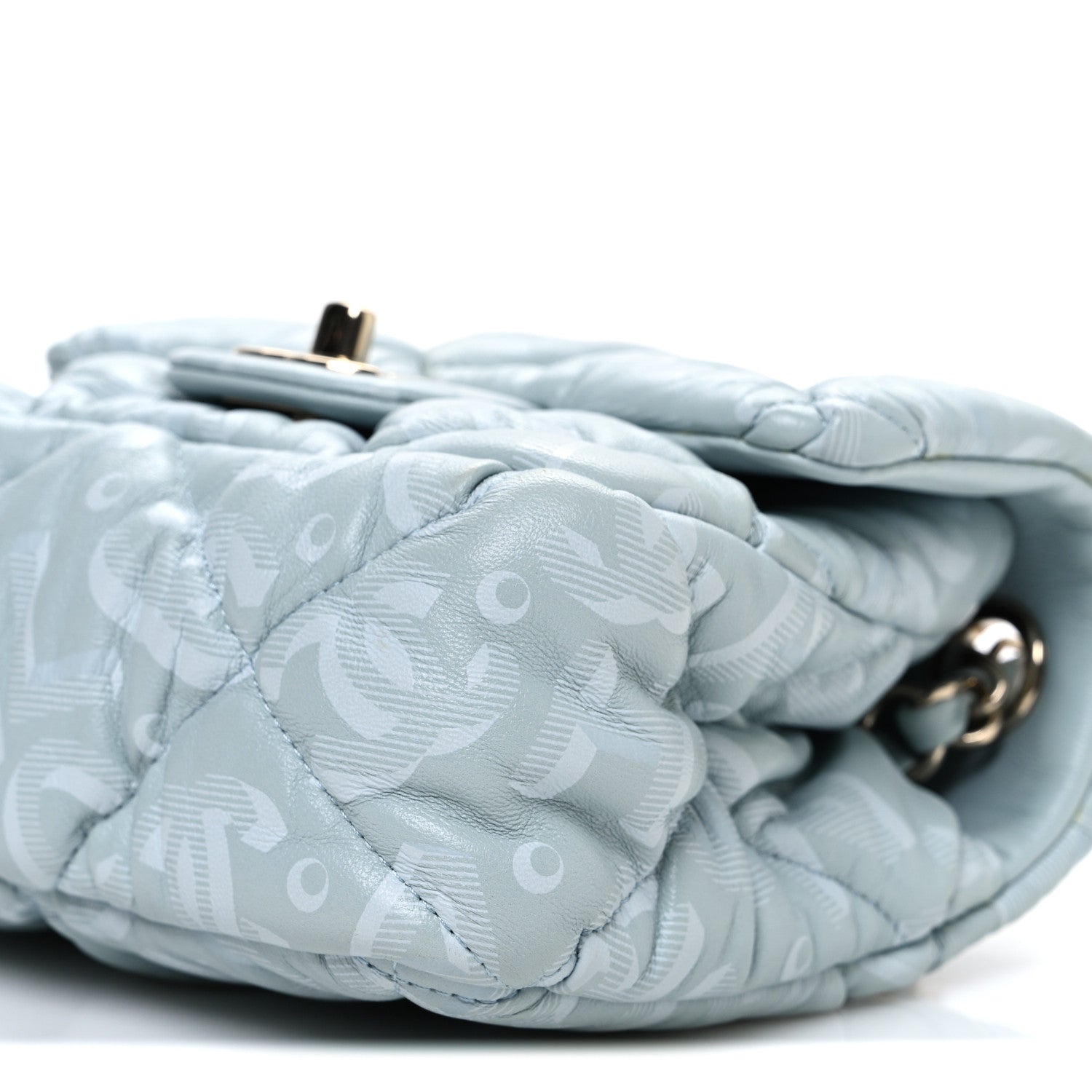 Chanel Lambskin Quilted Printed CC Mini Square Flap Light Blue