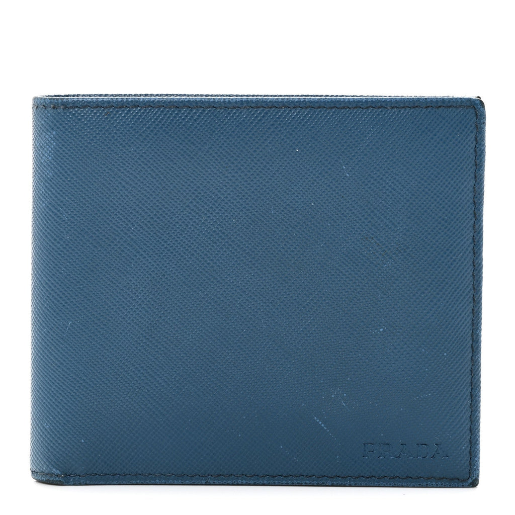 Prada Saffiano Bi-Fold Wallet Cobalto