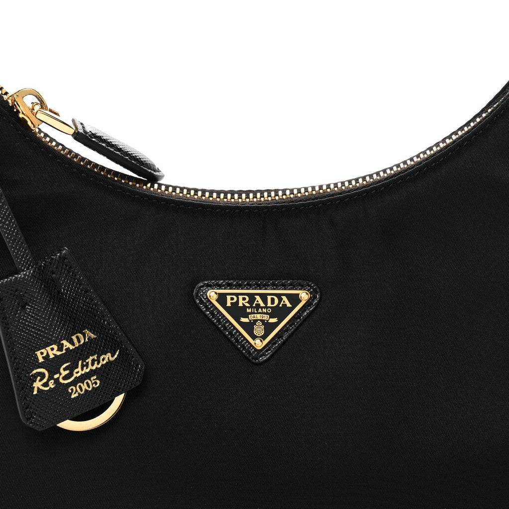Prada Tessuto Nylon Saffiano Mini Re-Edition 2005 Bag Black