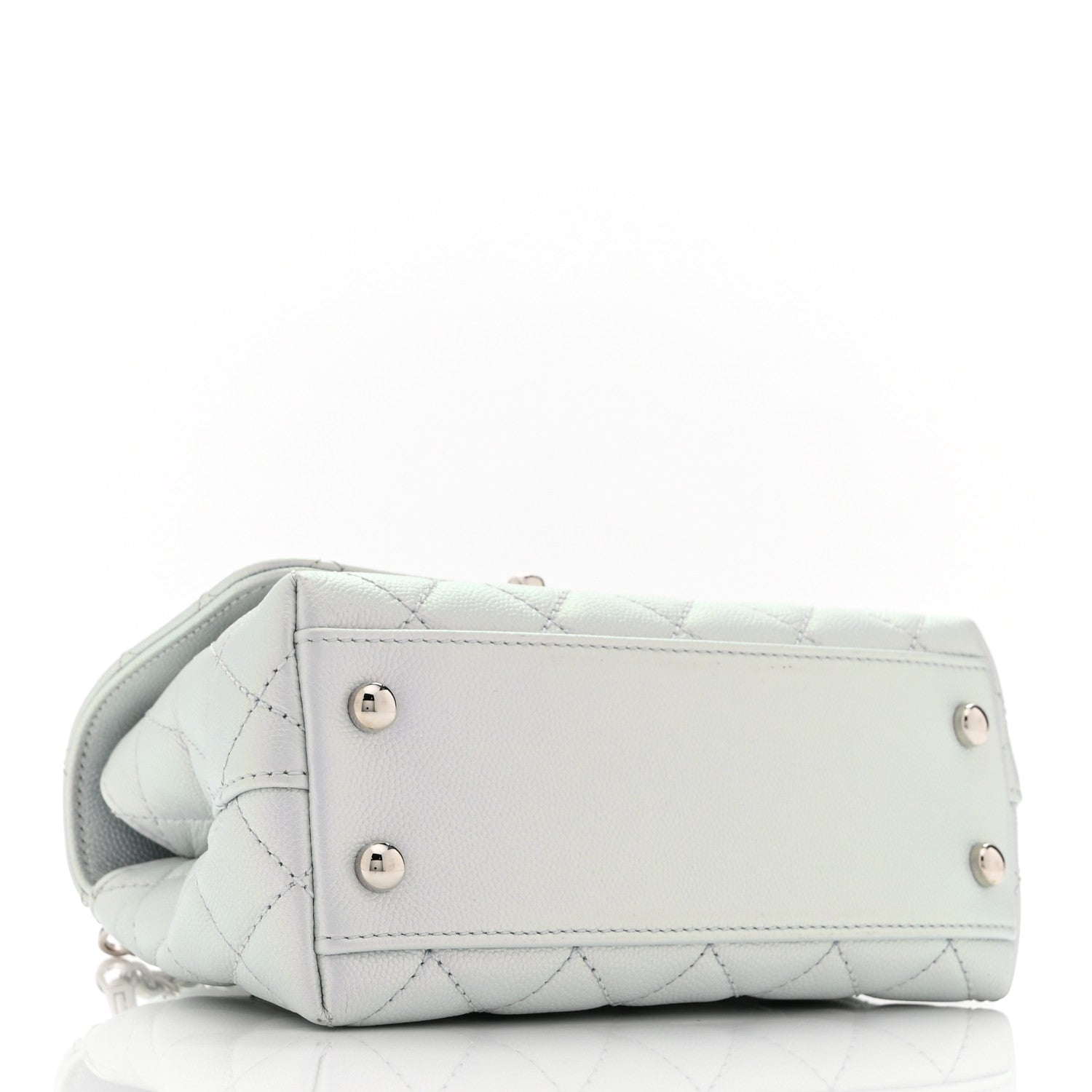 Chanel Iridescent Caviar Quilted Extra Mini Coco Handle Flap Light Blue