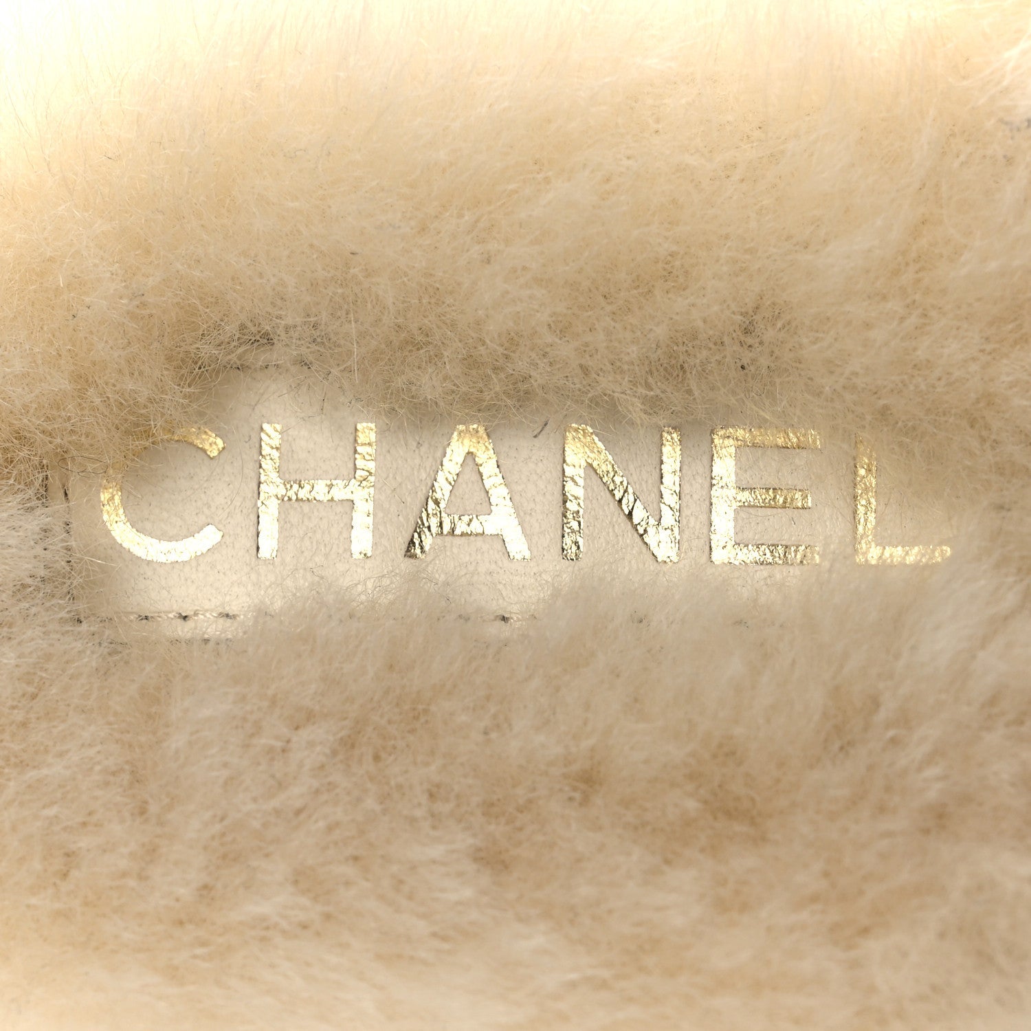 Chanel Suede Shearling CC Cap Toe Mules 39 Beige Black